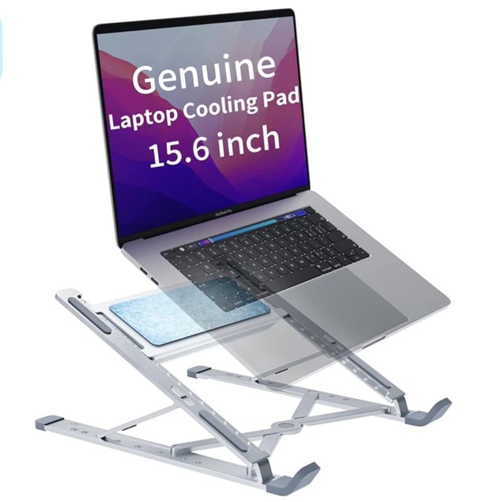 NEW ☑️ Laptop Cooler Cooling Pad Quiet Cooling Fan Adjustable Stand MacBook etc